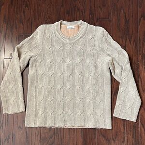 Valentino Beige Cable Knit Crewneck Sweater